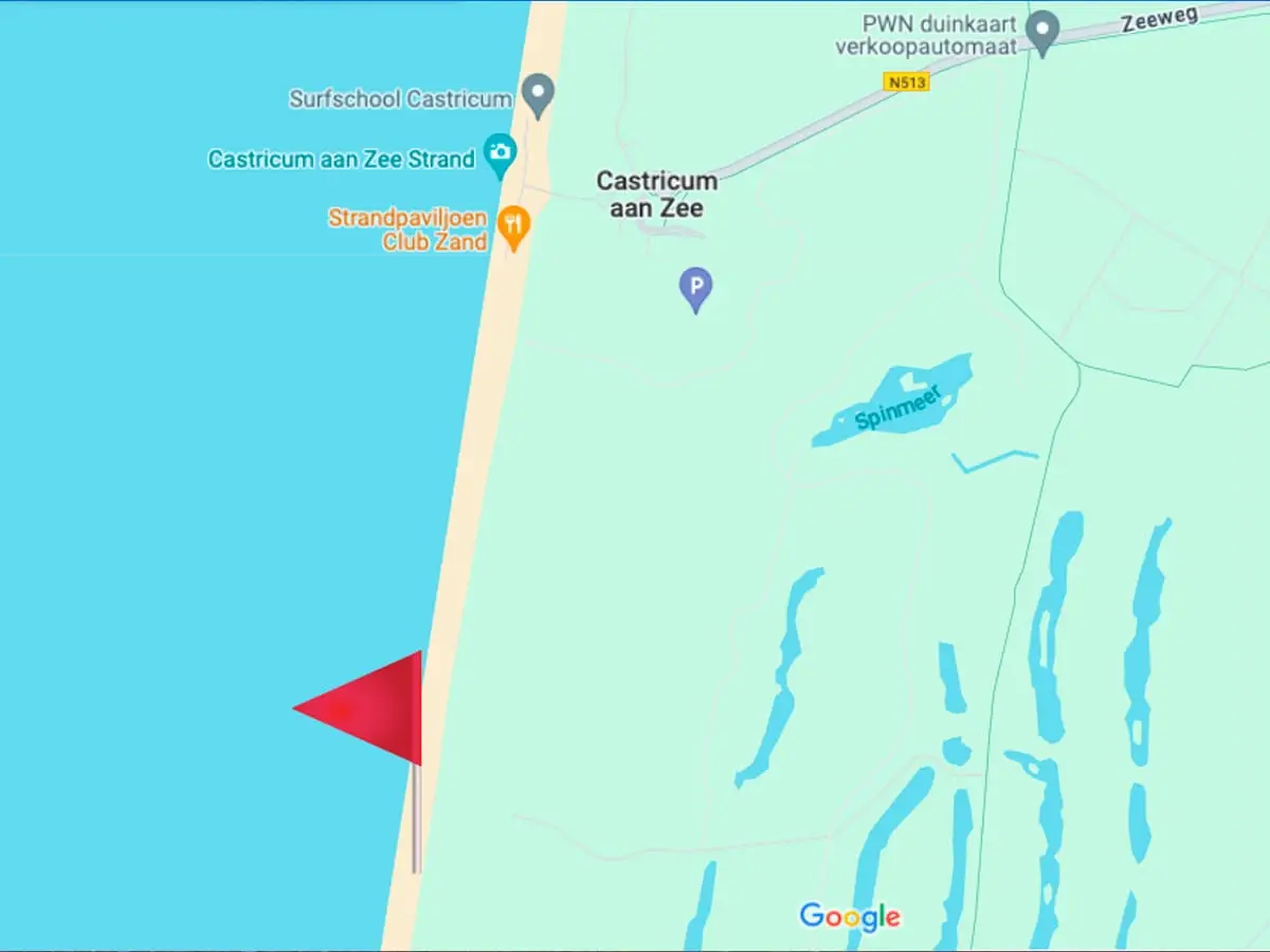 Karte mit der Lage des ruhigen Strandes