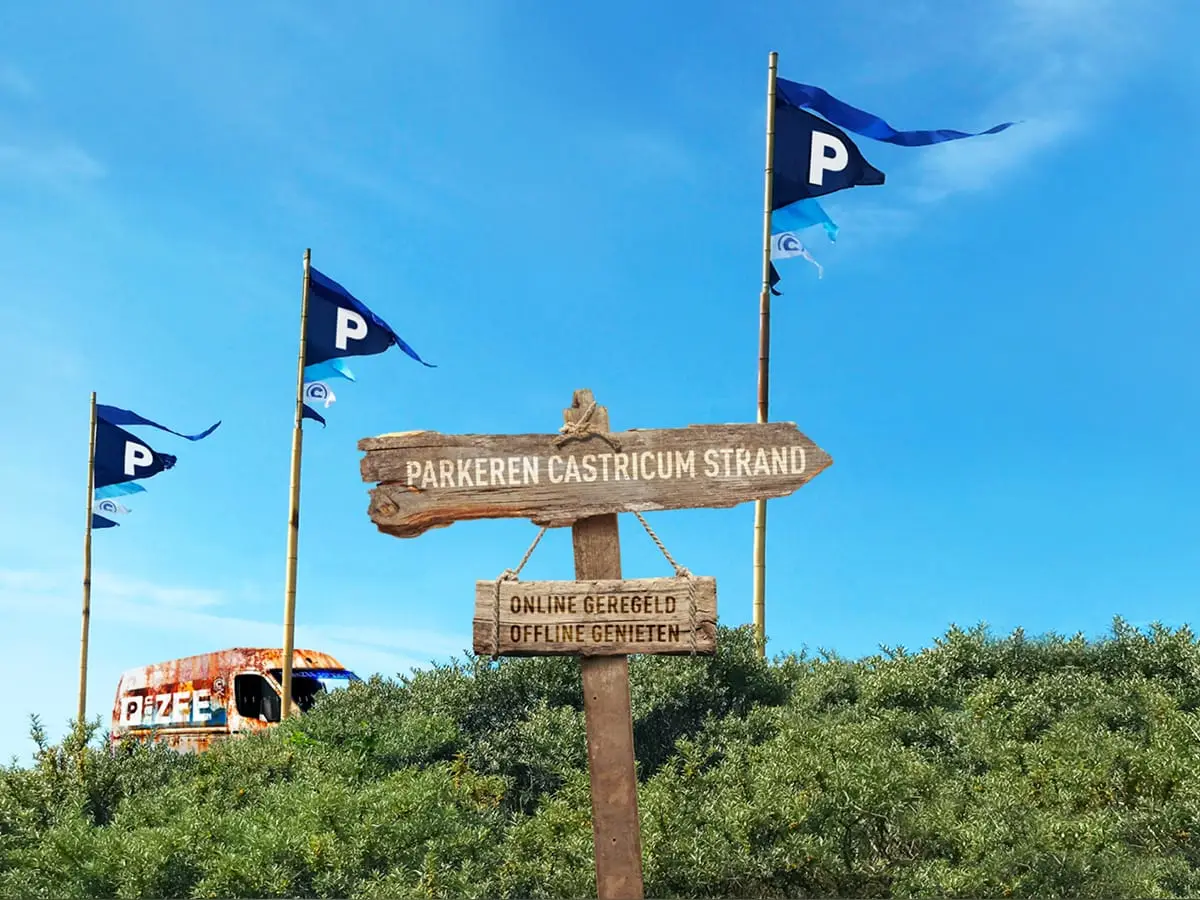 Bord met 'Parkeren Castricum strand'