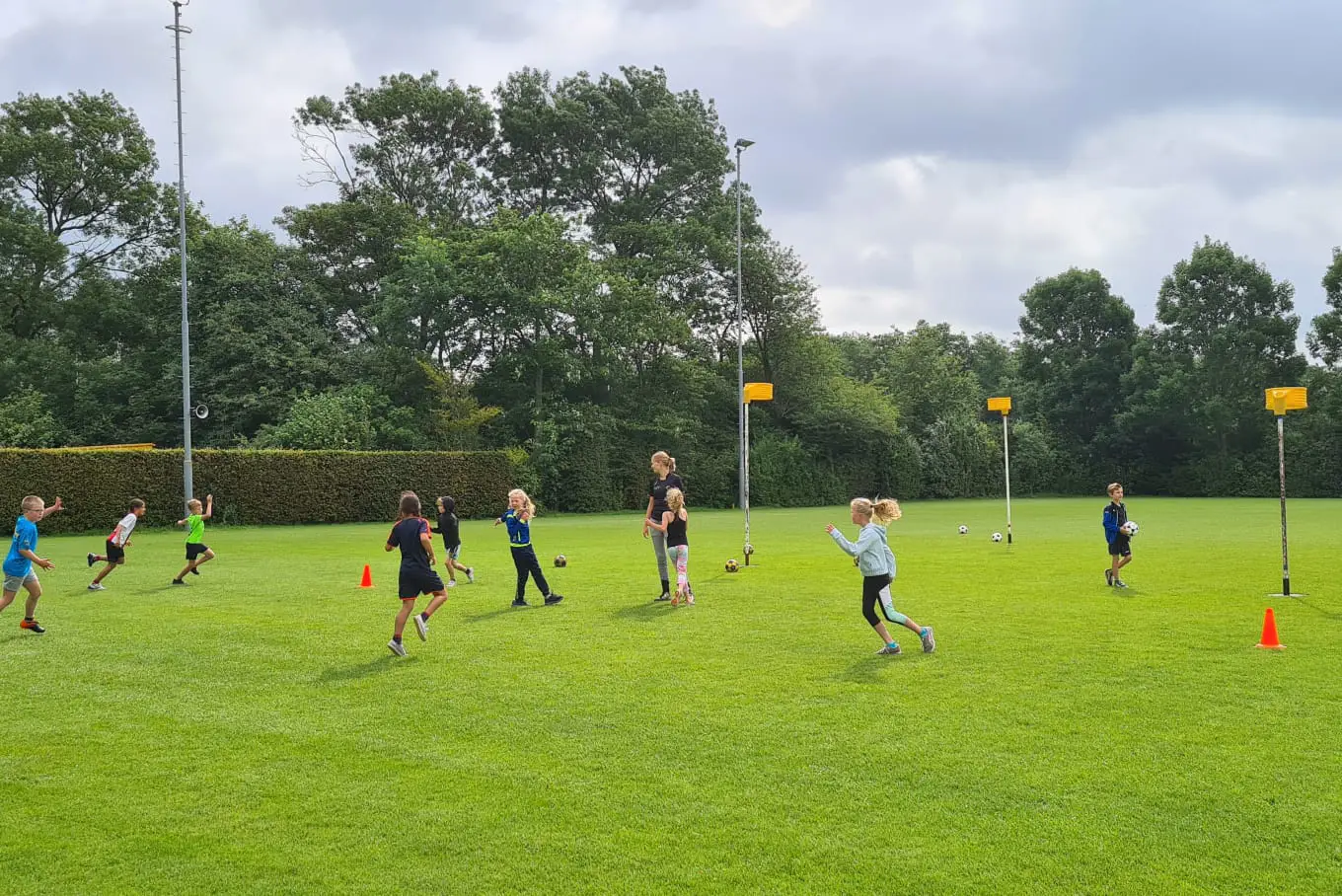 Kinderen die volleyballen