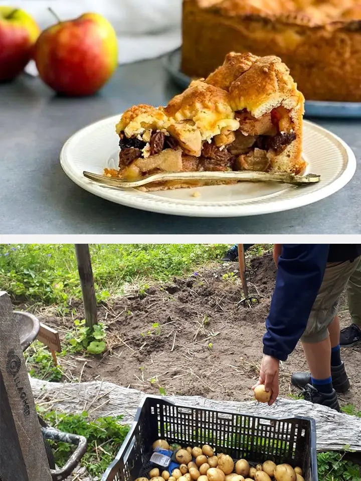 Appeltaart en de moestuin van Hof van Kijk-Uit met aardappels