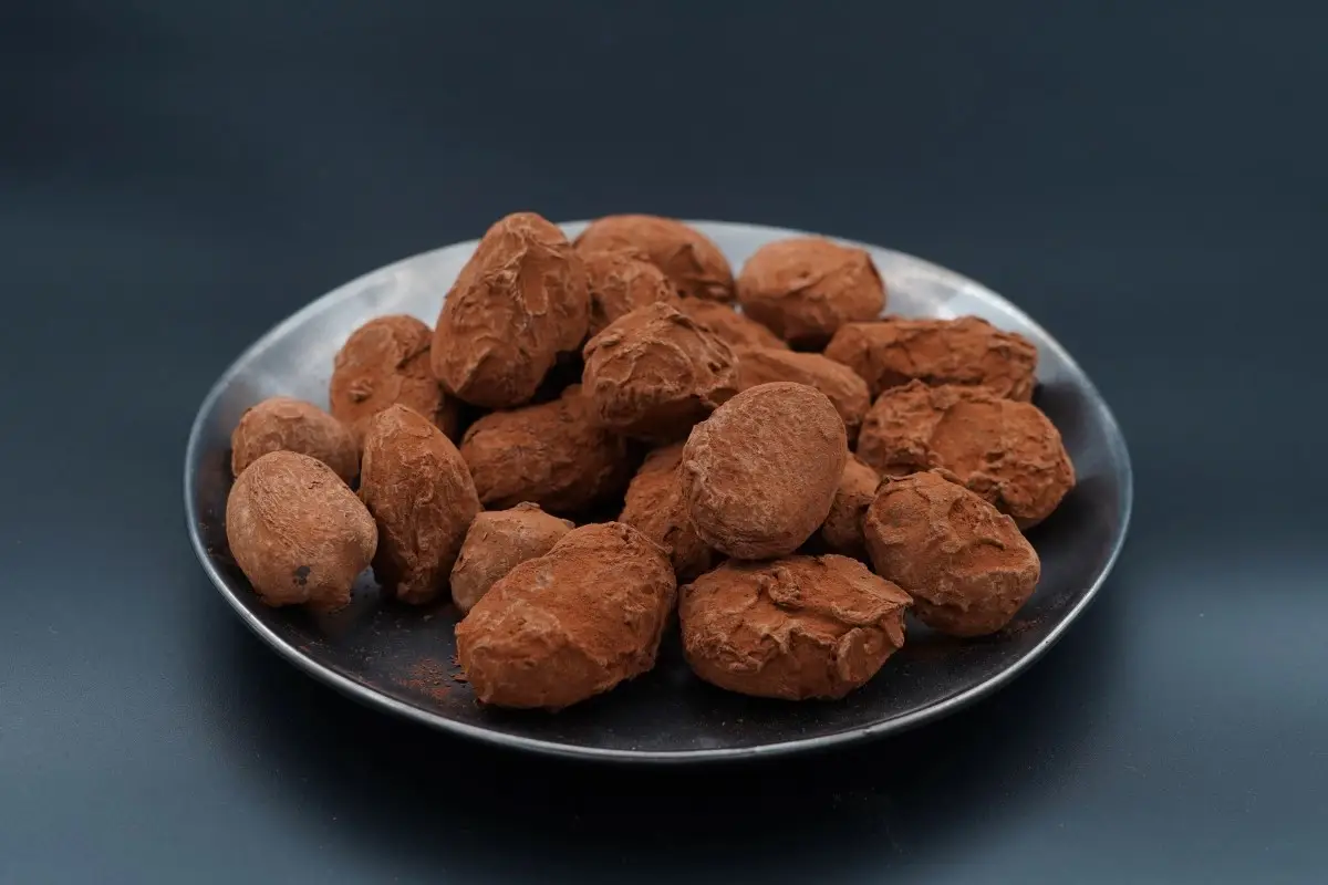 Slagroomtruffels op een bordje