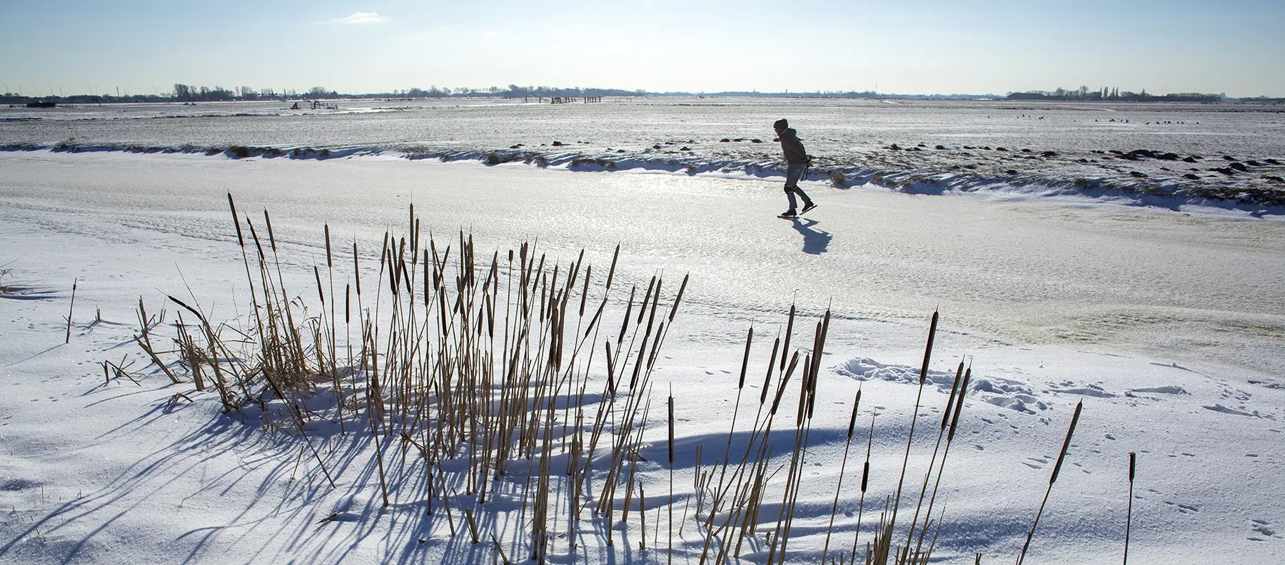 Schaatser op natuurijs