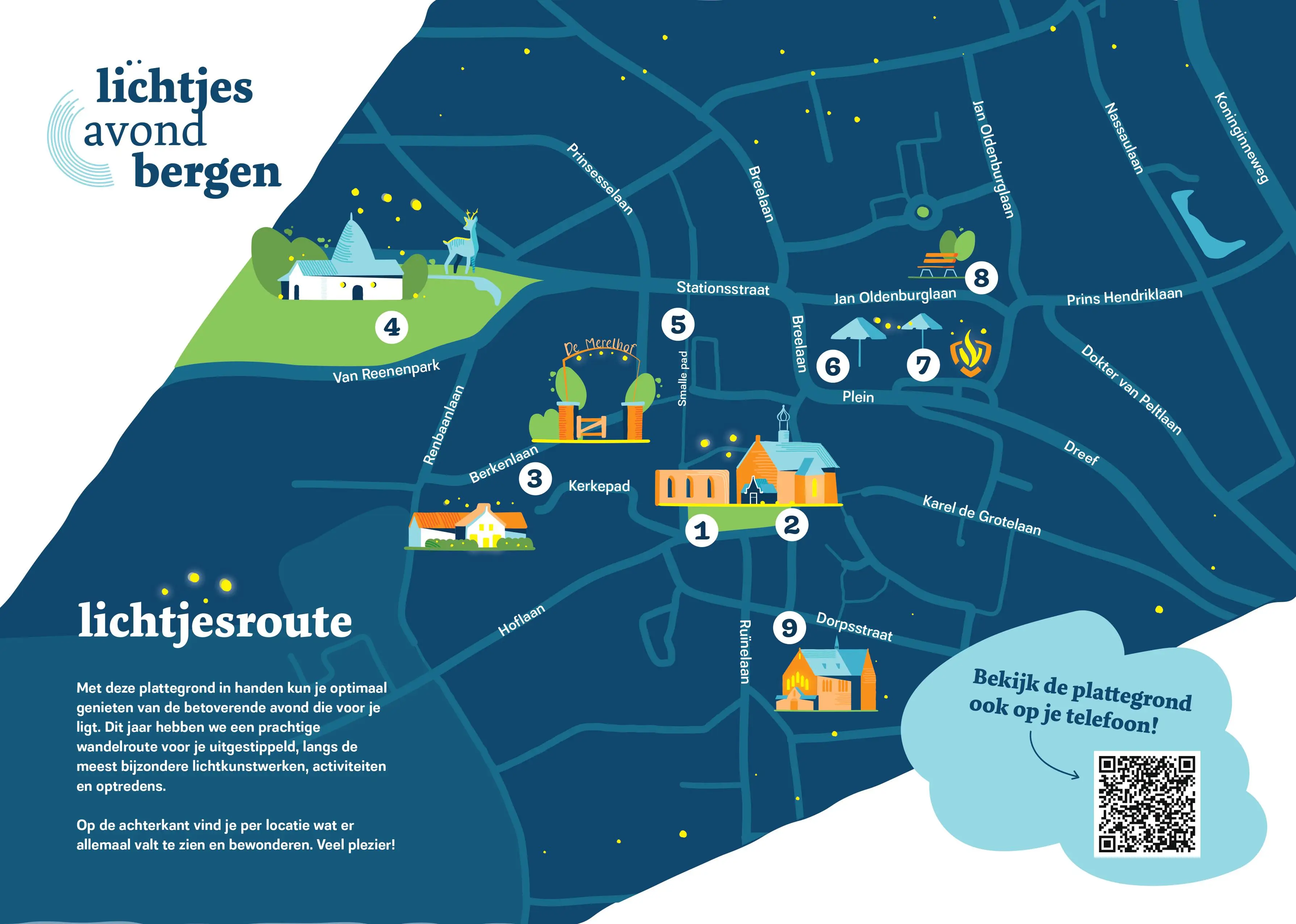 Plattegrond van de lichtjesavond in Bergen