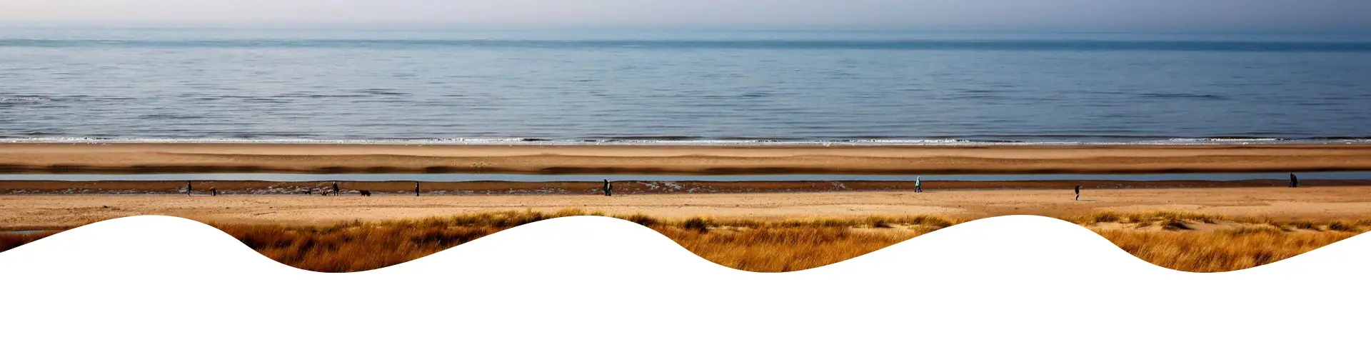 Strand met uitzicht op zee en blauwe lucht