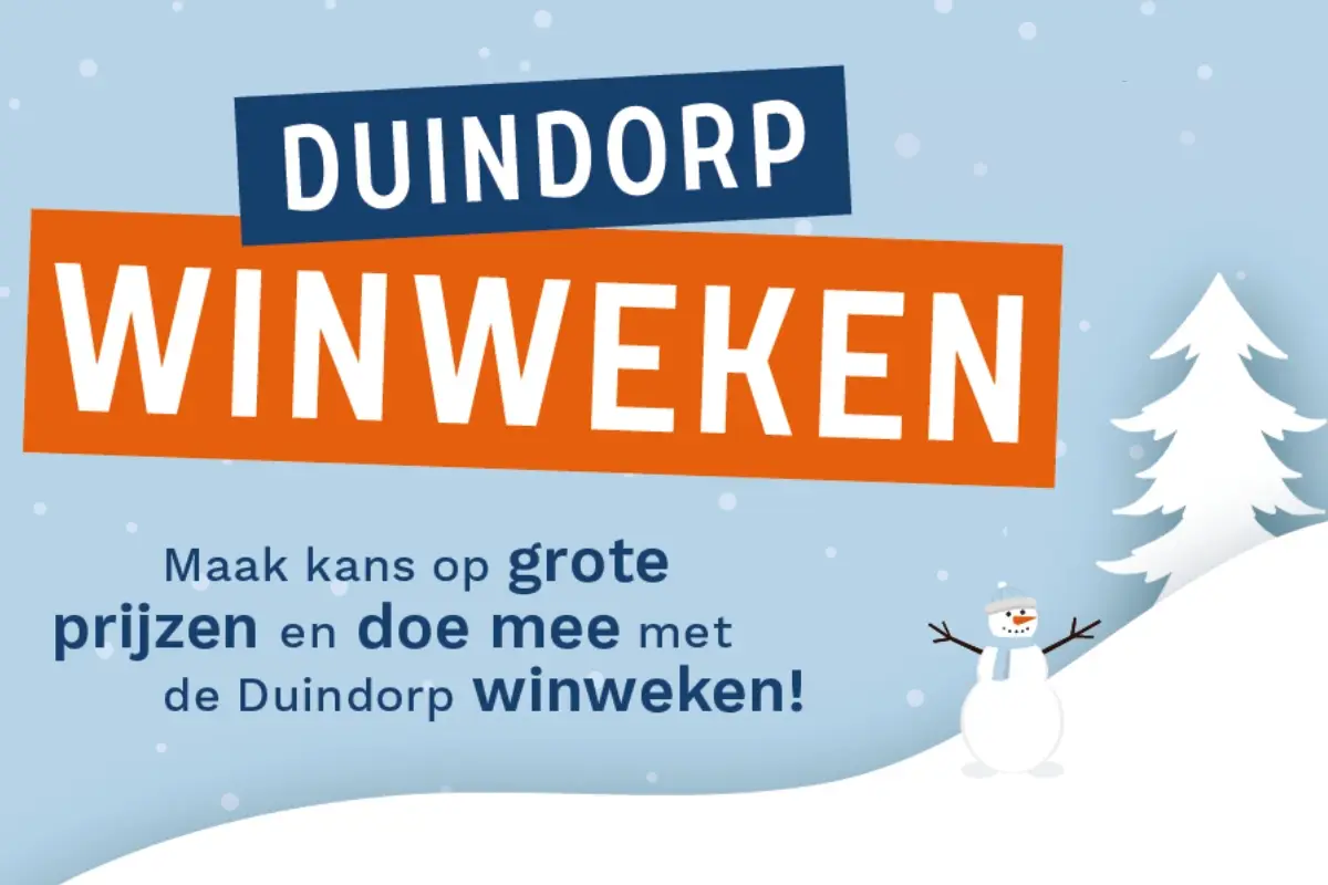 Winweken illustratie met tekst: DUINDORP WINWEKEN - Maak kans op grote prijzen en doe mee met de Duindorp winweken