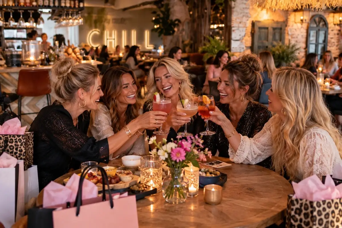 Vriendinnen proosten met cocktails tijdens een gezellige avond in een restaurant
