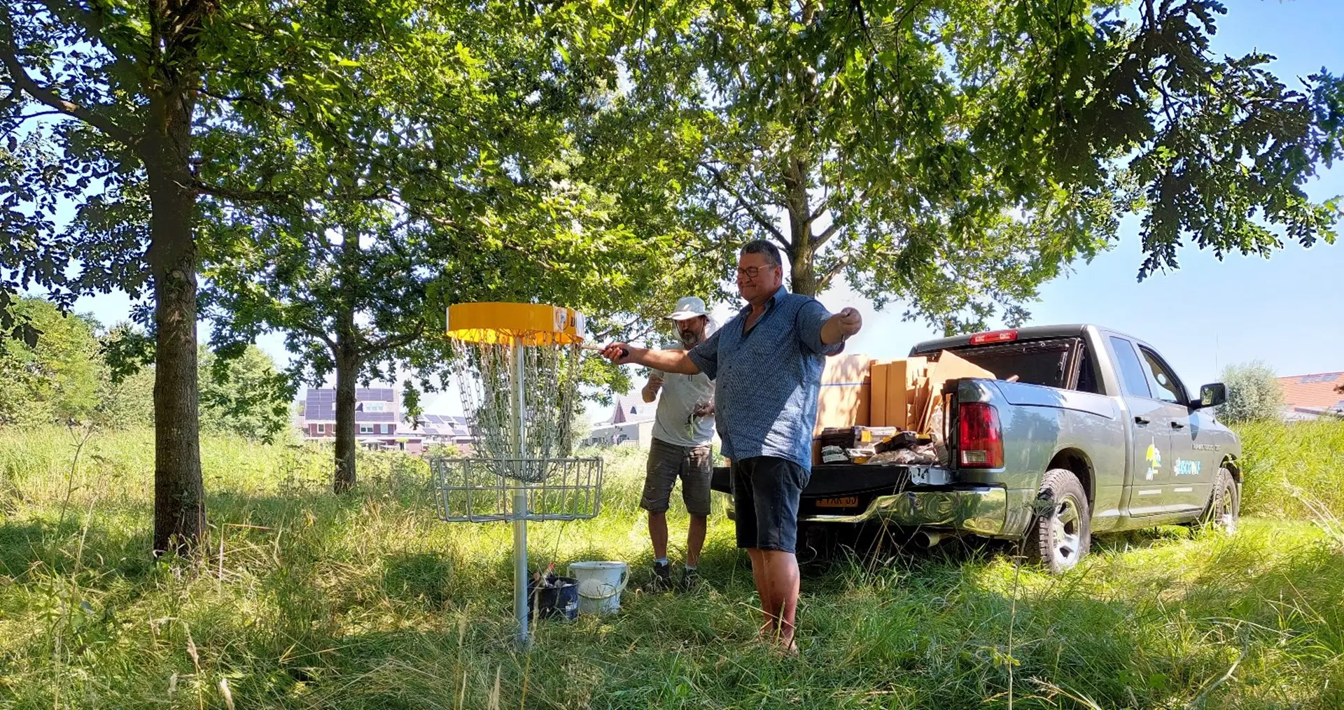Opbouw van de Discgolf pilaren