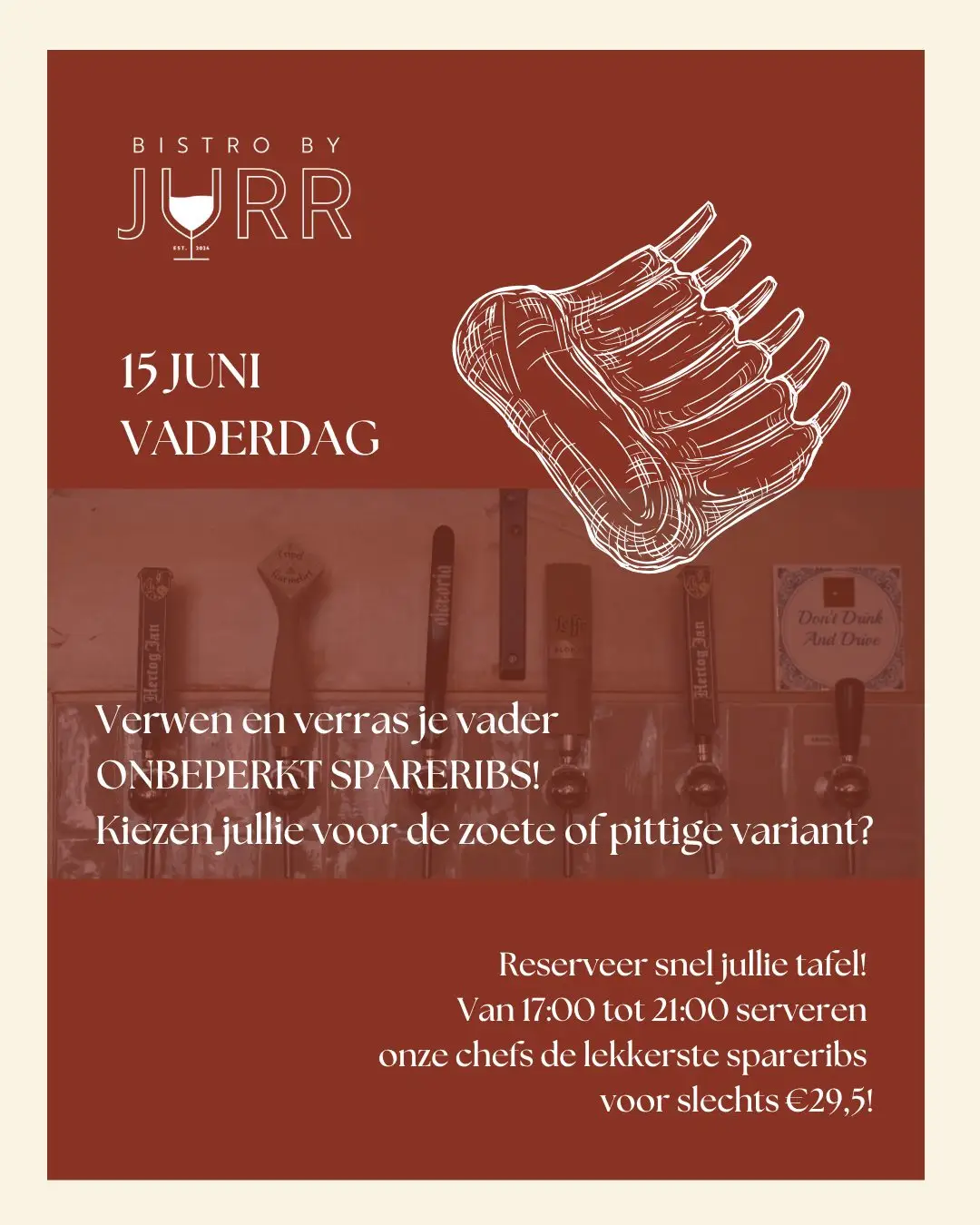 Flyer van de vaderdagactie van Bistro By Jurr