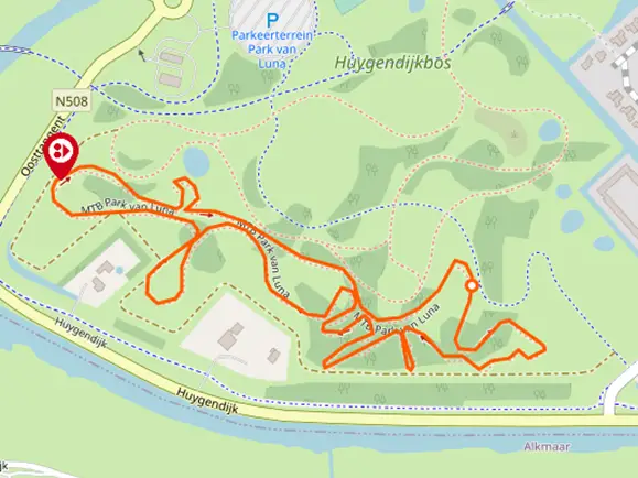 Mountainbike route Heerhugowaard op de kaart